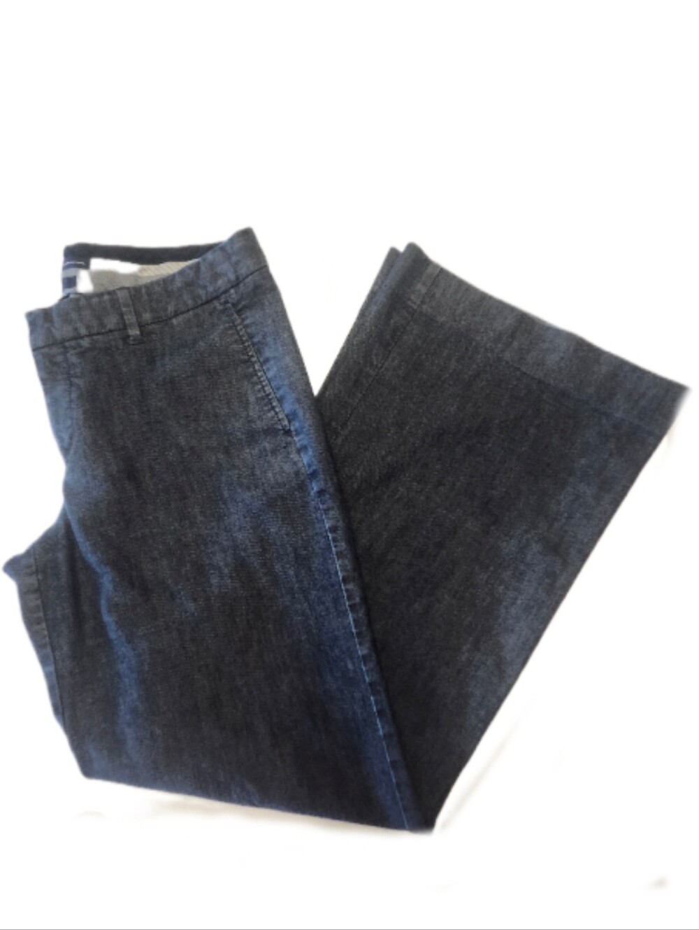 Gap Dark Wash Trouser Jeans, Wide Leg, Mid Rise, Flat Front, 8